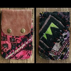 🍄🪬 Free People Boho Embroidered Repurposed vtg banjara hippie Wallet card case